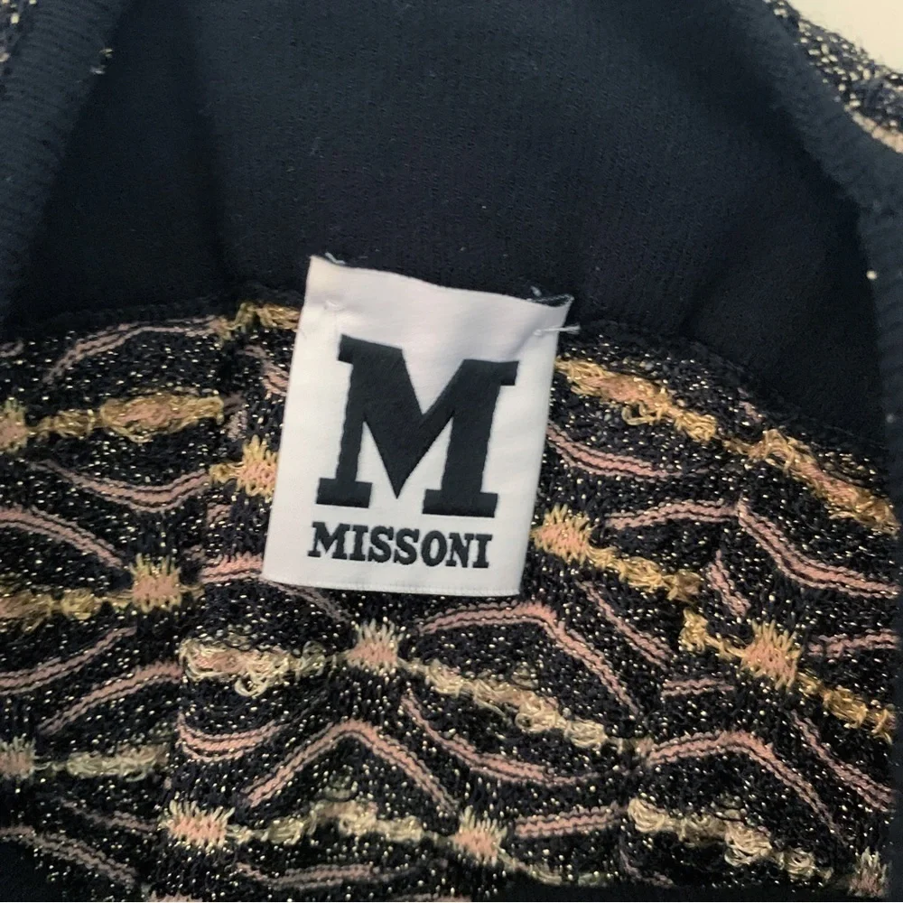 M Missoni Black & Gold Lurex Mesh Knit Dress Sz 8 Quiet Luxury